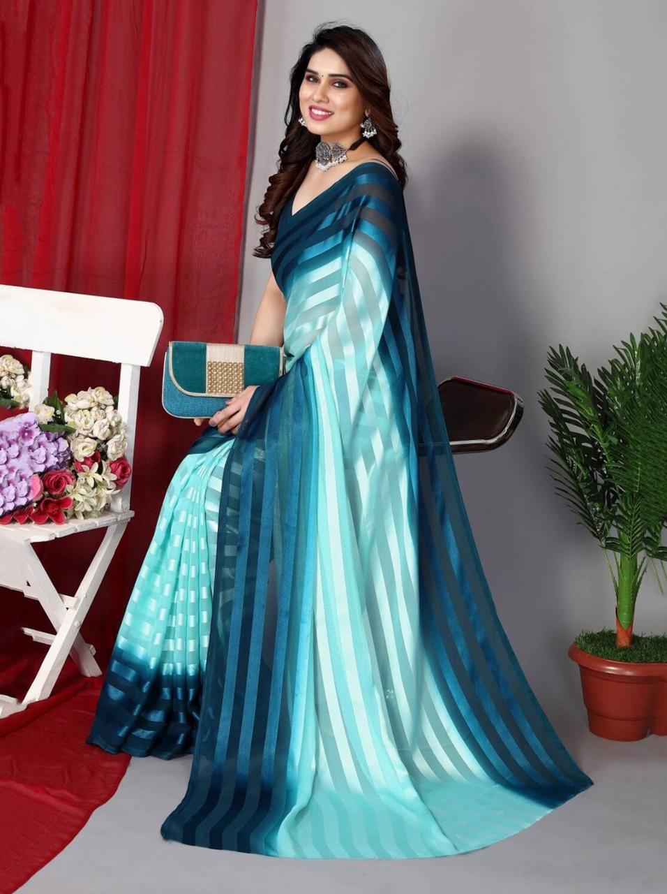 Striped Satin Saree