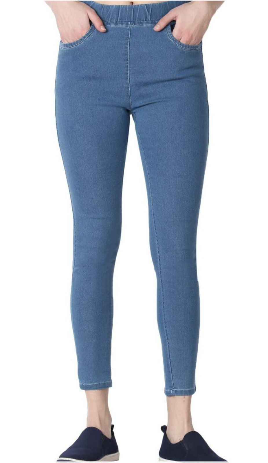 Women Skinny Mid Rise Blue Jeans