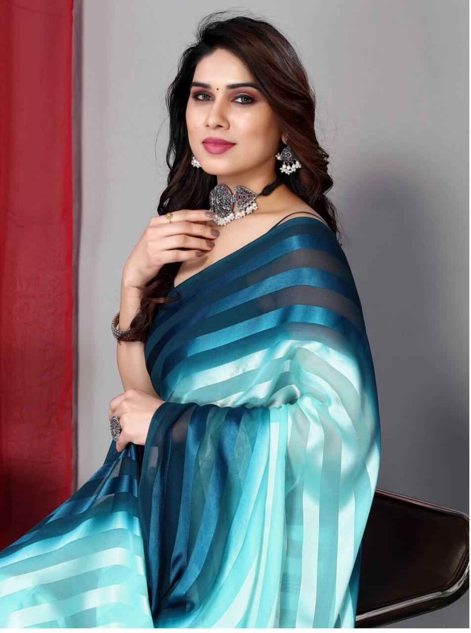 Striped Satin Saree