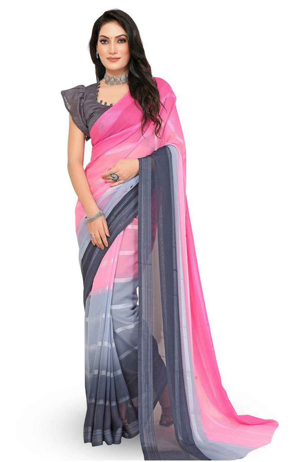 Striped Satin Saree