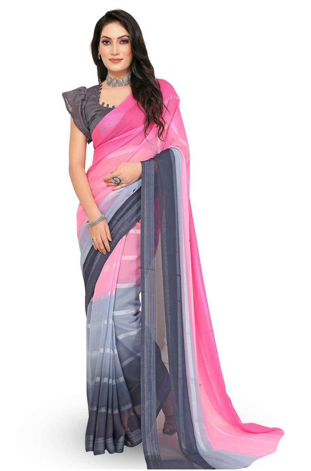 Striped Satin Saree