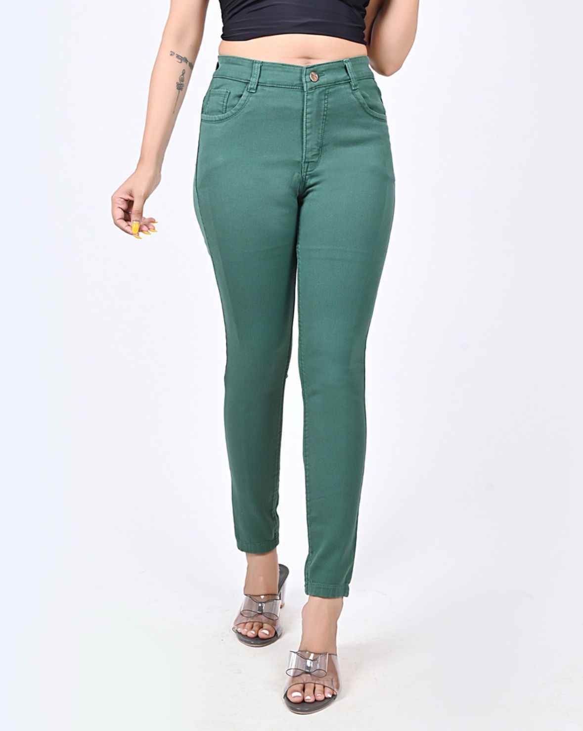 Women Regular Mid Rise Green Jeans