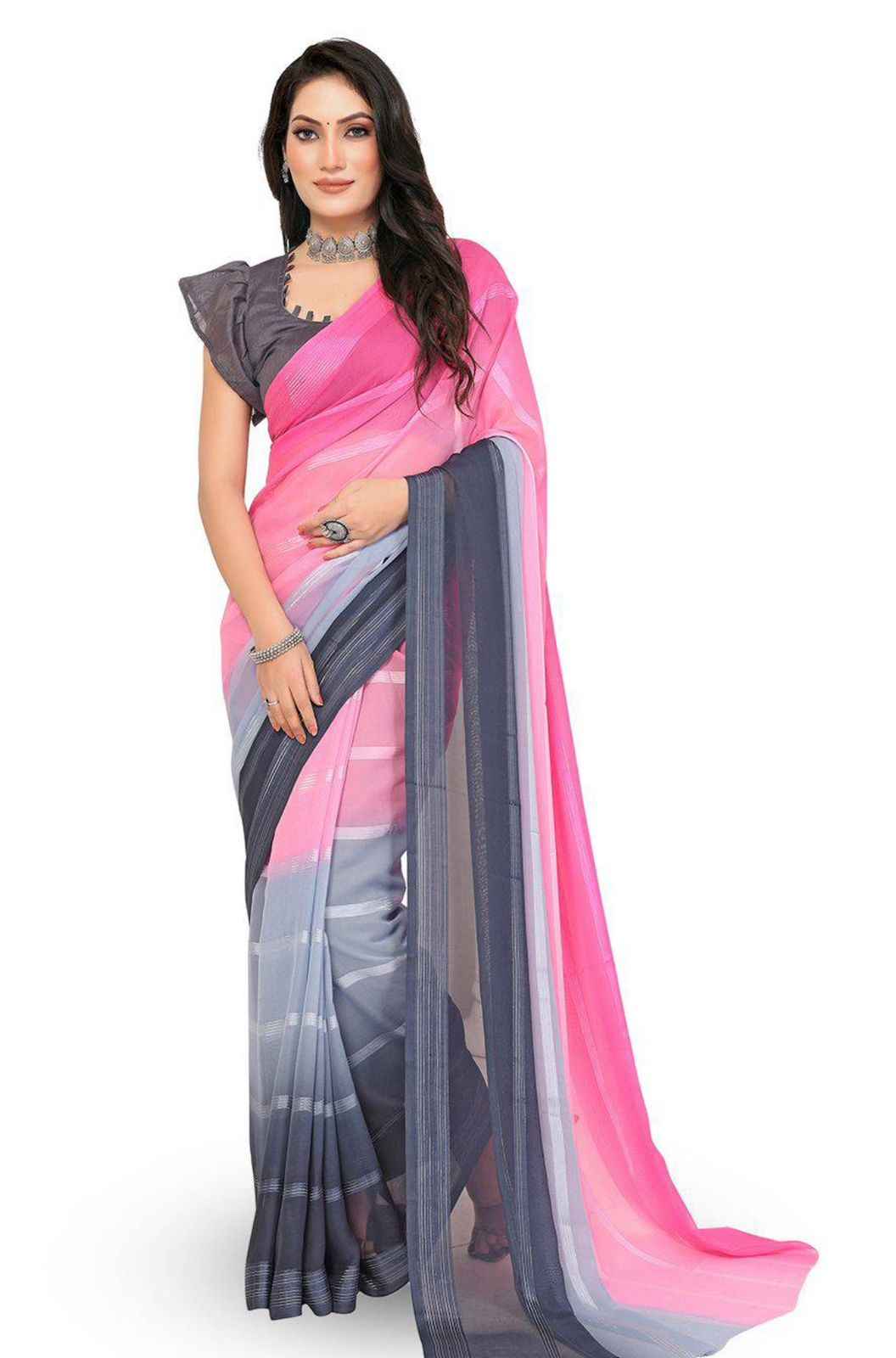 Striped Satin Saree