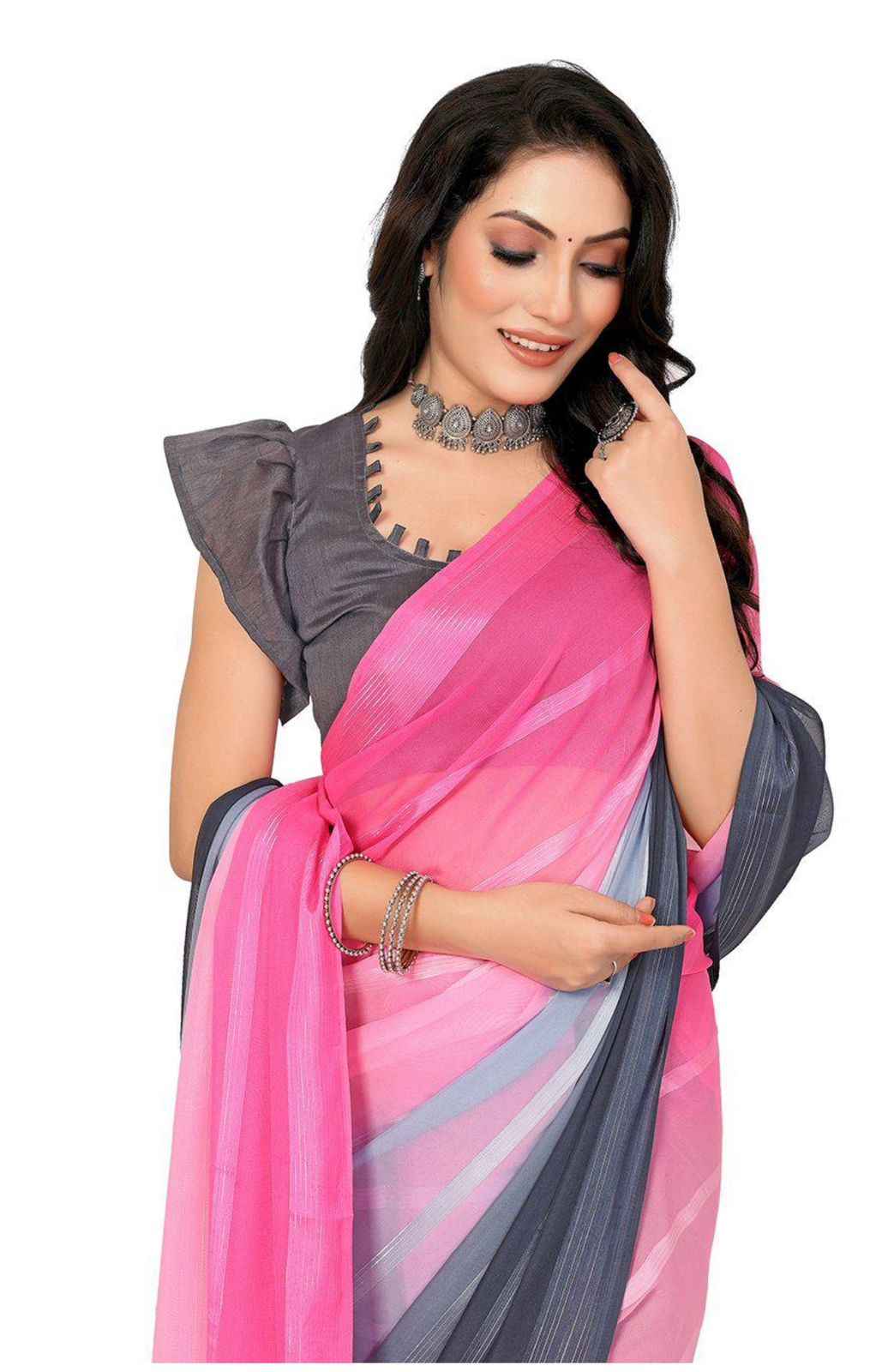 Striped Satin Saree