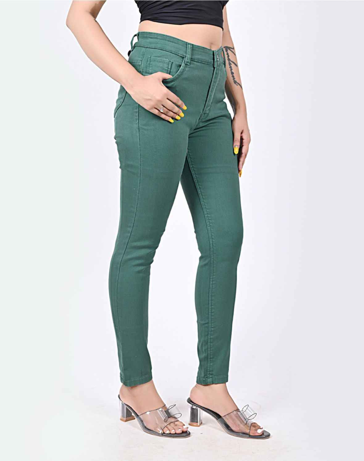Women Regular Mid Rise Green Jeans