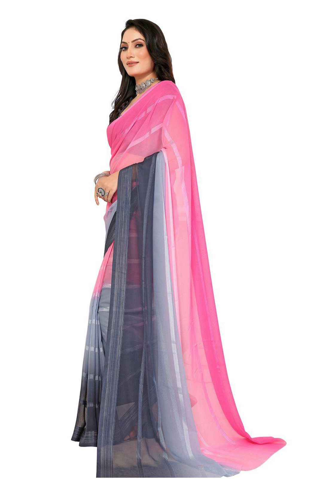 Striped Satin Saree
