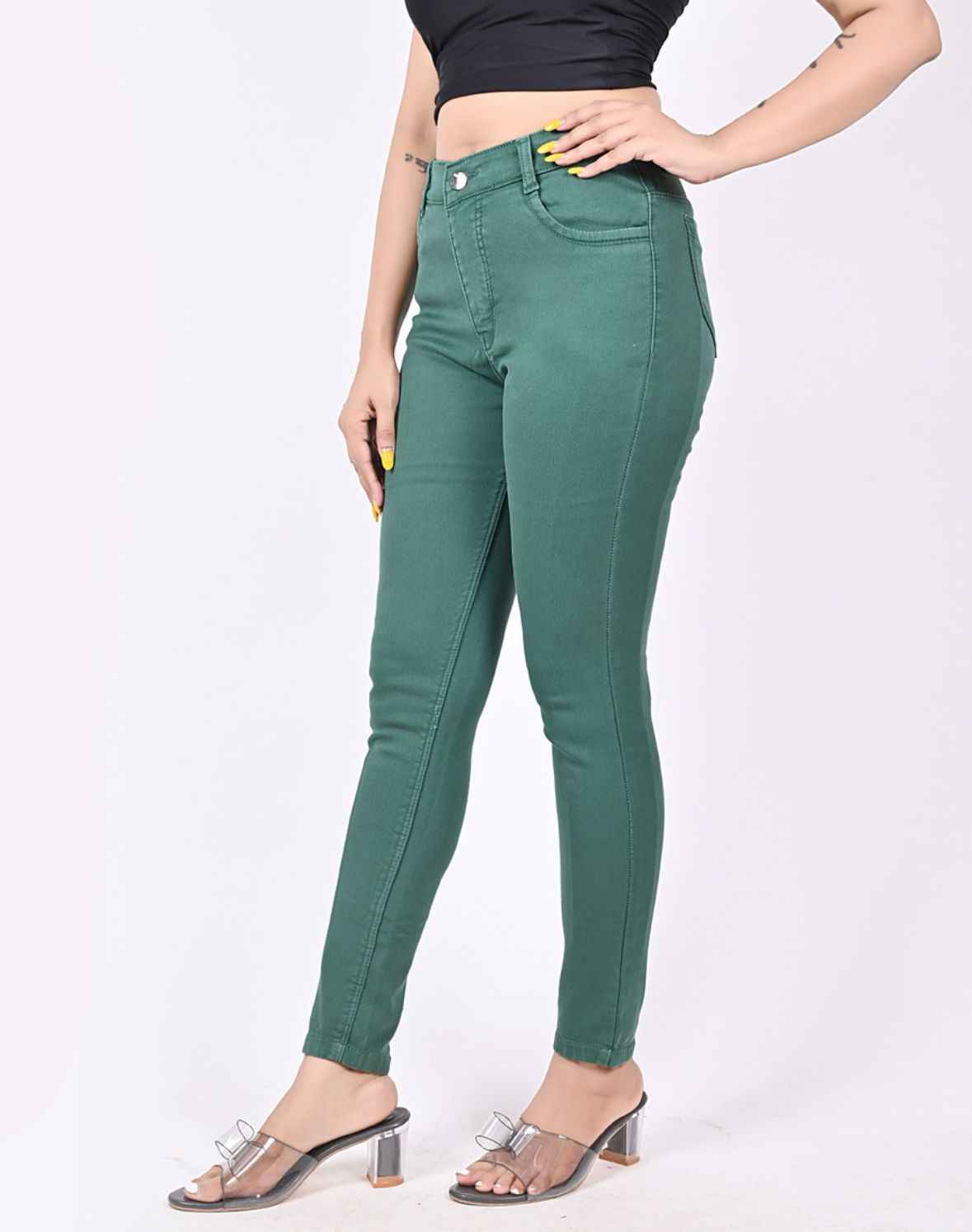 Women Regular Mid Rise Green Jeans