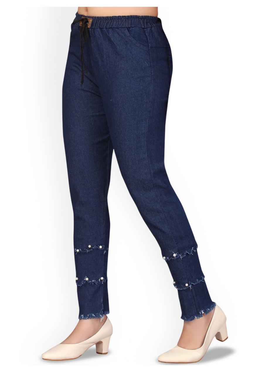 Women Cotton Embellished Slim Fit Jeans