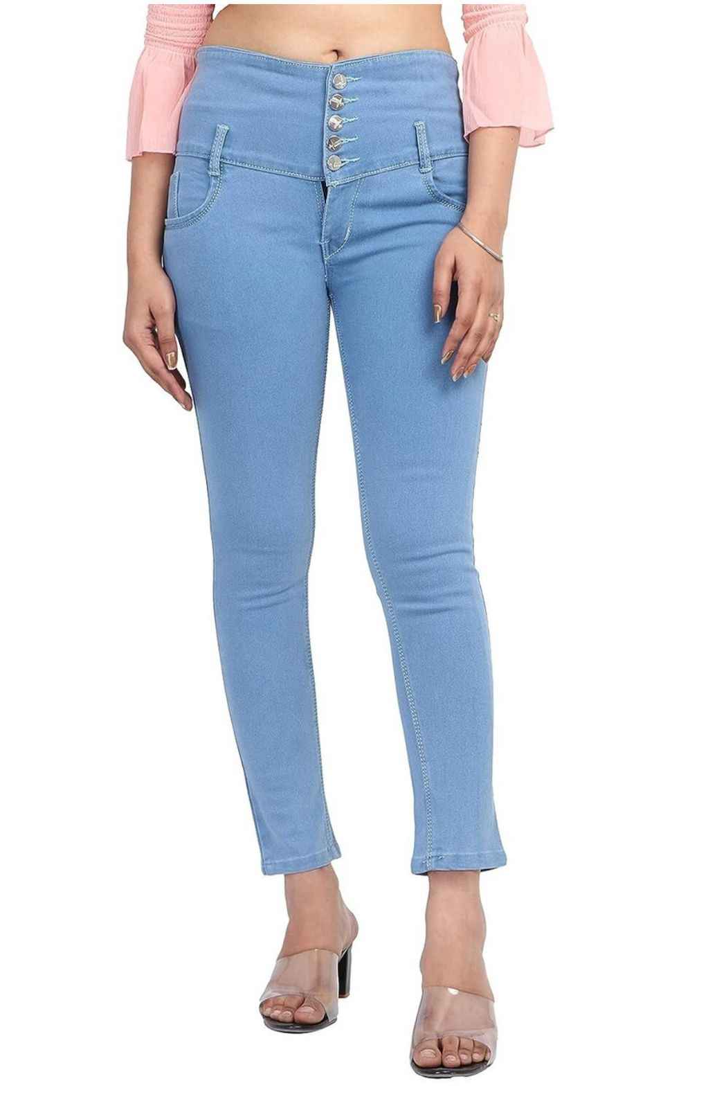 Women Skinny Mid Rise Blue Jeans