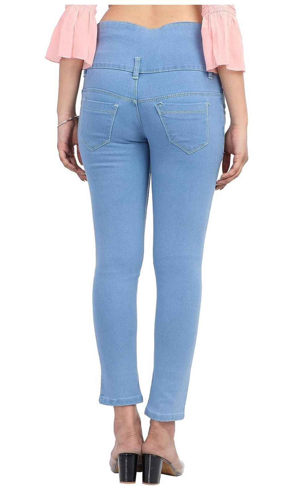 Women Skinny Mid Rise Blue Jeans