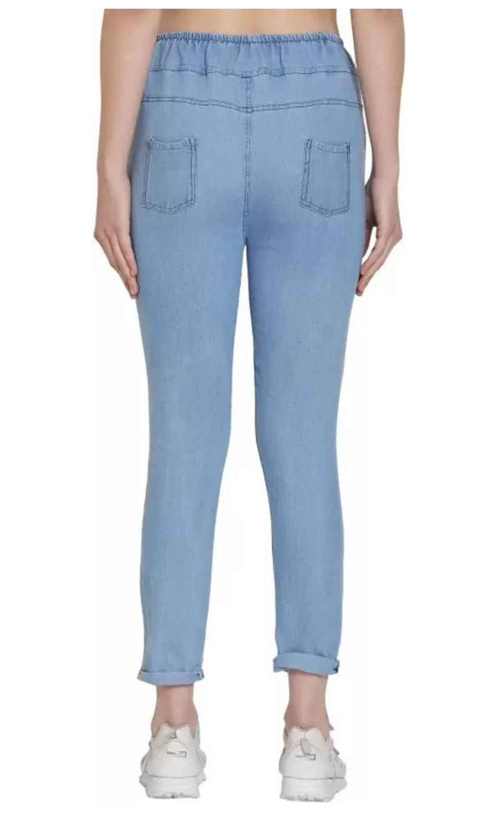 Women Jogger Fit Mid Rise Blue Jeans