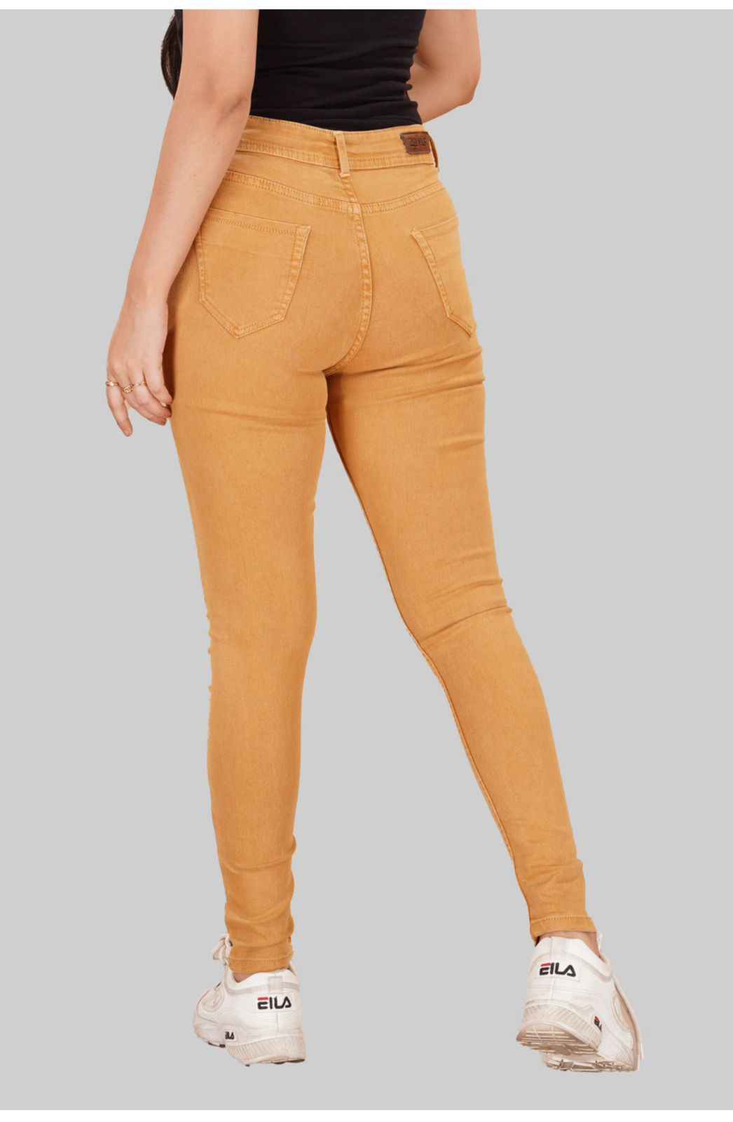 Women Skinny High Rise Gold Jeans