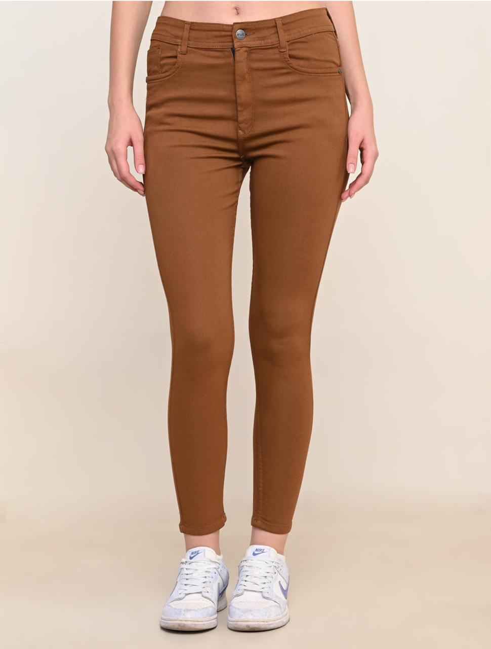 Women Skinny High Rise Brown Jeans
