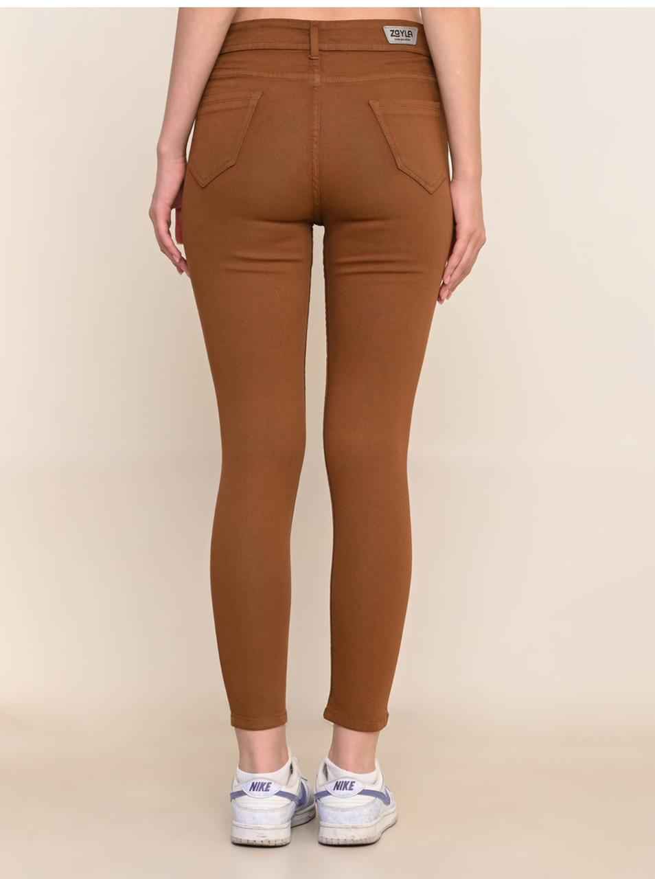 Women Skinny High Rise Brown Jeans