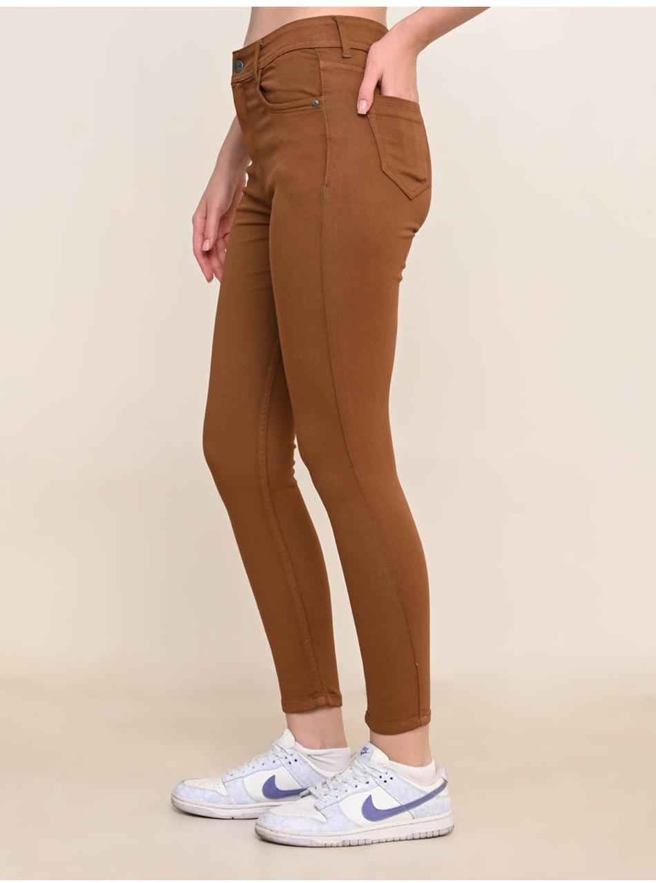 Women Skinny High Rise Brown Jeans