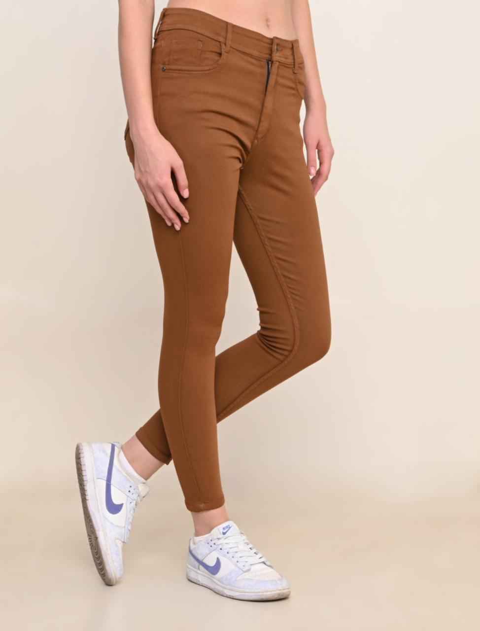 Women Skinny High Rise Brown Jeans