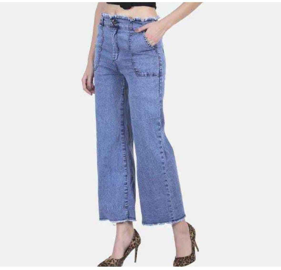 Women Flared Mid Rise Dark Blue Jeans