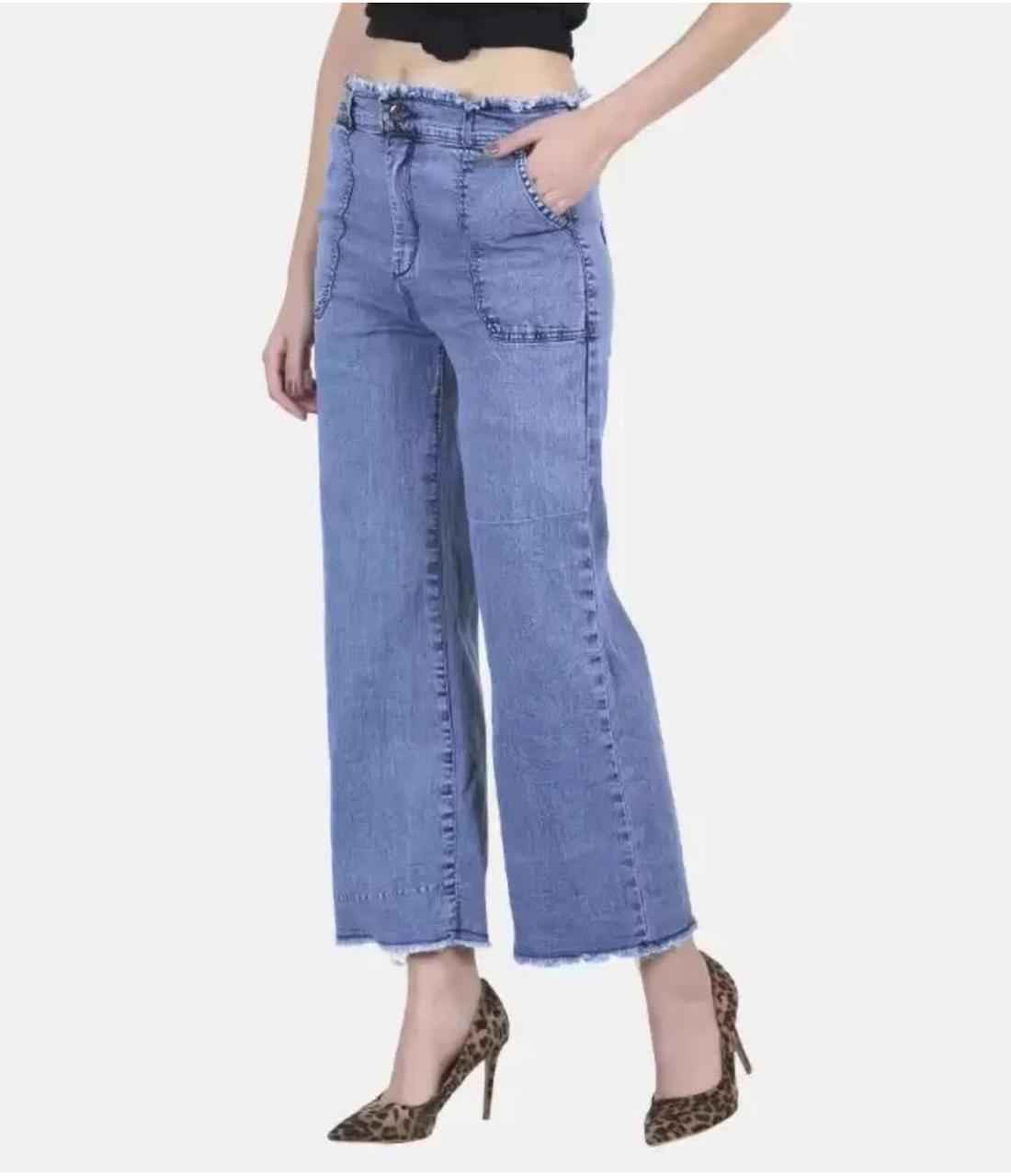 Women Flared Mid Rise Dark Blue Jeans