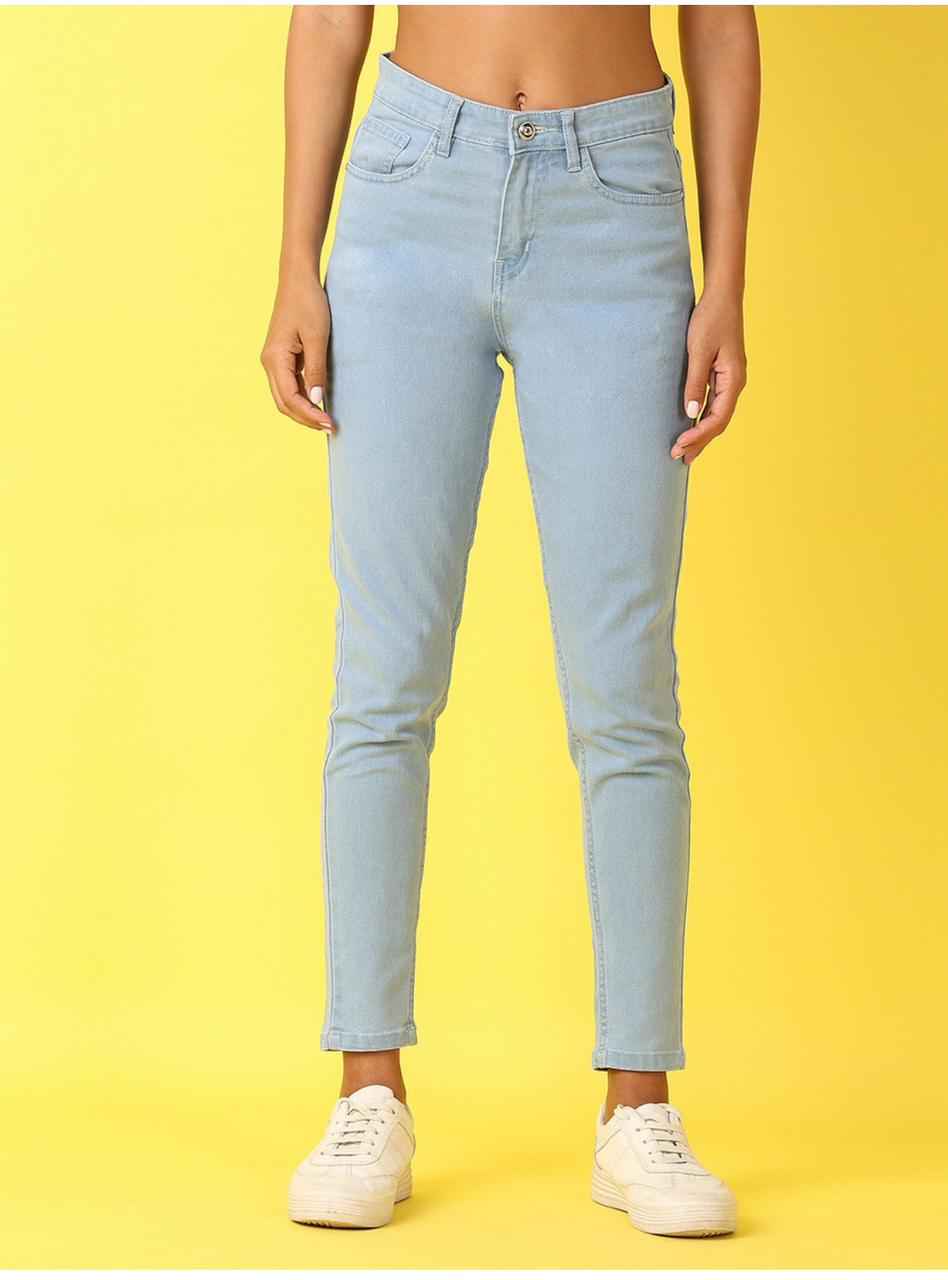 Women Skinny Mid Rise Light Blue Jeans
