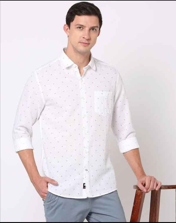 Micro Print Slim Fit with Patch Pocket