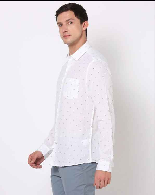 Micro Print Slim Fit with Patch Pocket
