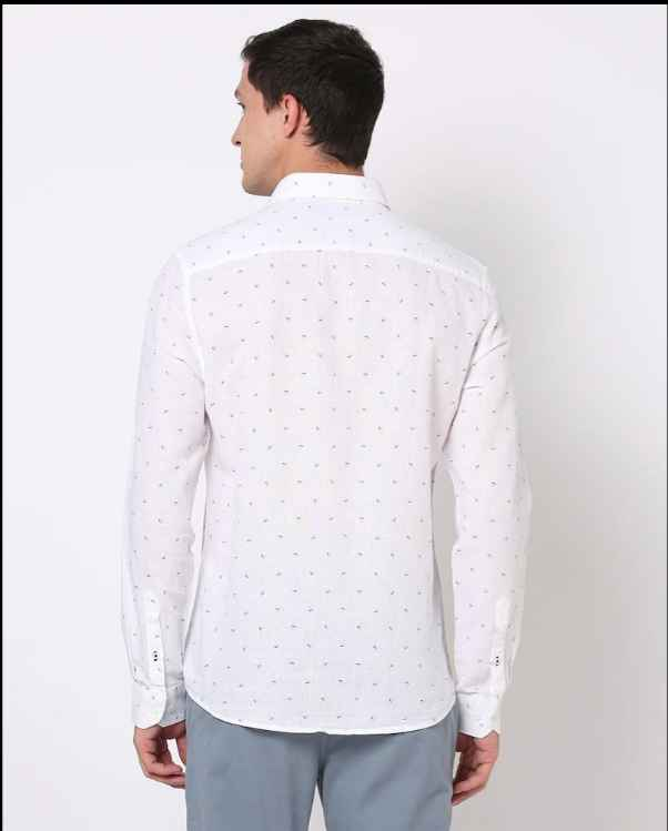 Micro Print Slim Fit with Patch Pocket