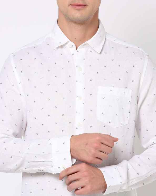 Micro Print Slim Fit with Patch Pocket