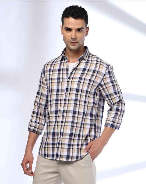 Men Checked Slim Fit Shirt