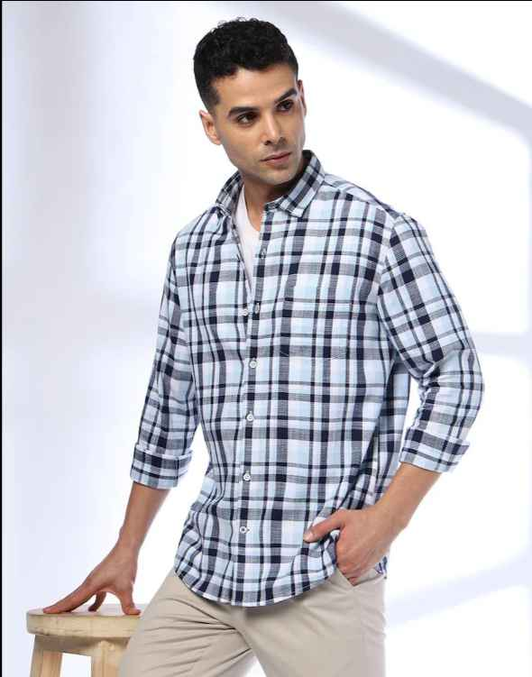 Netplay Men Checked Slim Fit Shirt