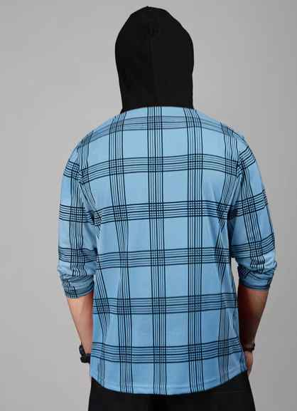 EYEBOGLER Men Checked Regular Fit Hooded Shirt