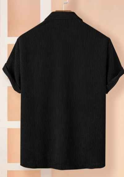 EYEBOGLER Men Ribbed Regular Fit Shirt with Patch Pocket