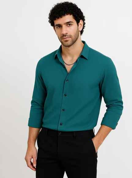 VORTEX Men Regular Fit Shirt with Curved Hem