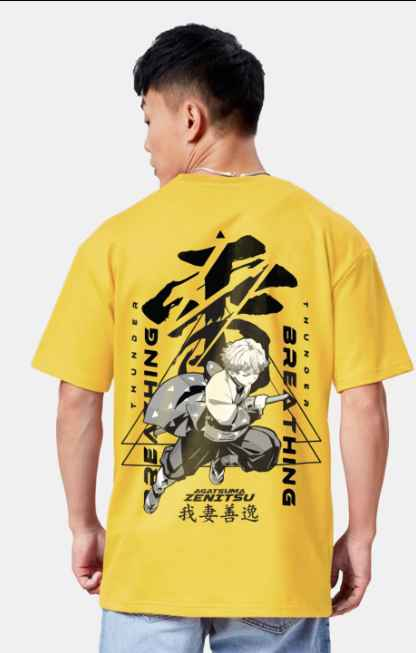 Crazymonk Unisex Zenistu Demon Slayer Anime Printed Cotton Oversized T-shirt