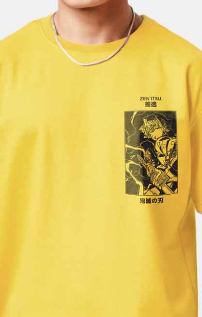 Crazymonk Unisex Zenistu Demon Slayer Anime Printed Cotton Oversized T-shirt