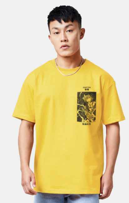 Crazymonk Unisex Zenistu Demon Slayer Anime Printed Cotton Oversized T-shirt