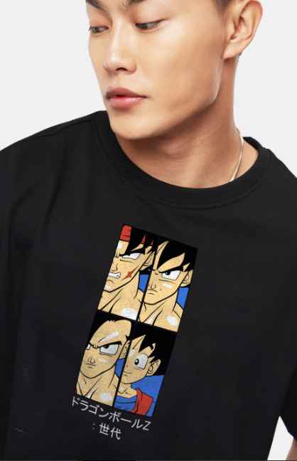Crazymonk Men Evolution of Goku Printed Anime Oversized Cotton T-shirt