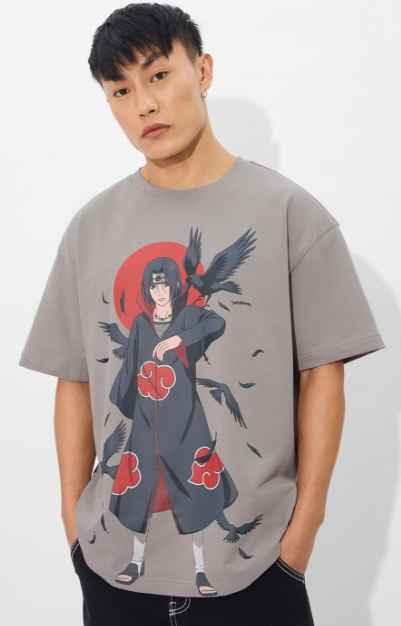 The Souled Store Men Anime Printed Round Neck Cotton Oversized Naruto T-shirt