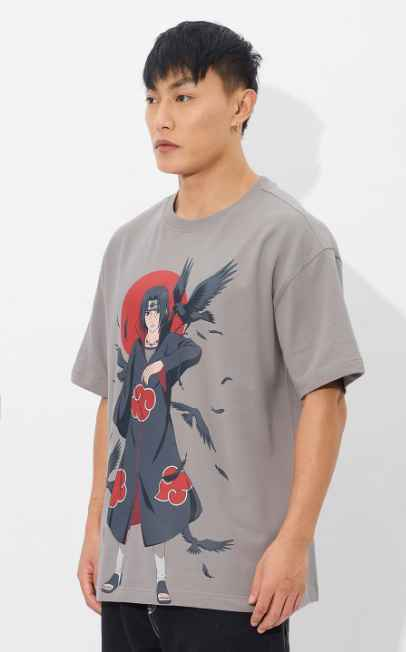 The Souled Store Men Anime Printed Round Neck Cotton Oversized Naruto T-shirt