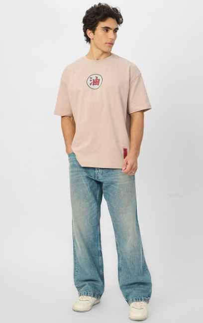 The Souled Store Men Typography Printed Round Neck Cotton Oversized Naruto T-shirt