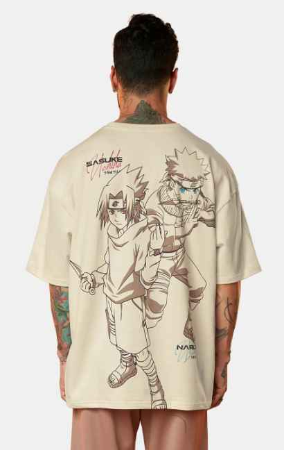 The Souled Store Men Printed Drop-Shoulder Sleeves Fit Cotton Oversized T-Shirt