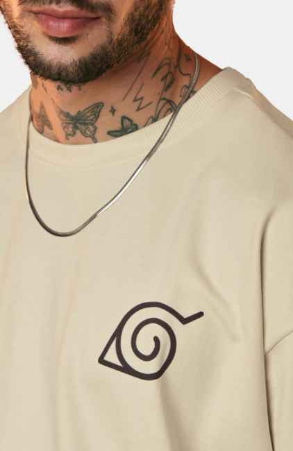 The Souled Store Men Printed Drop-Shoulder Sleeves Fit Cotton Oversized T-Shirt