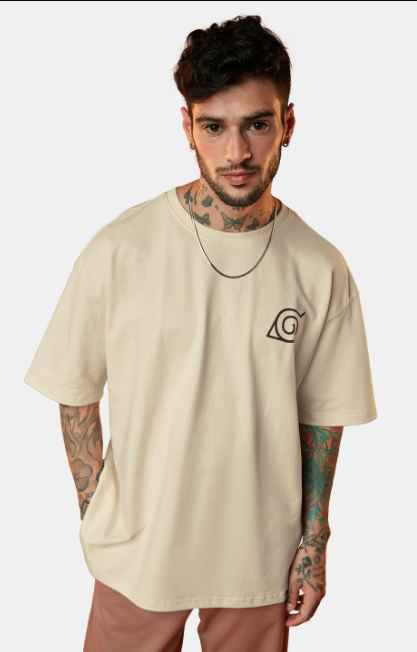 The Souled Store Men Printed Drop-Shoulder Sleeves Fit Cotton Oversized T-Shirt