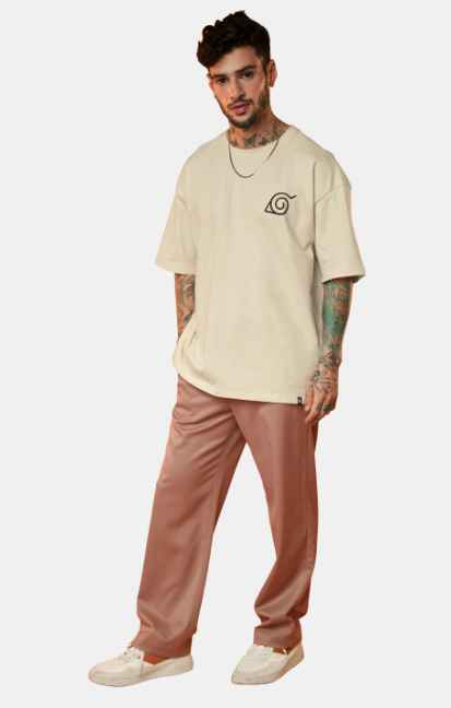 The Souled Store Men Printed Drop-Shoulder Sleeves Fit Cotton Oversized T-Shirt