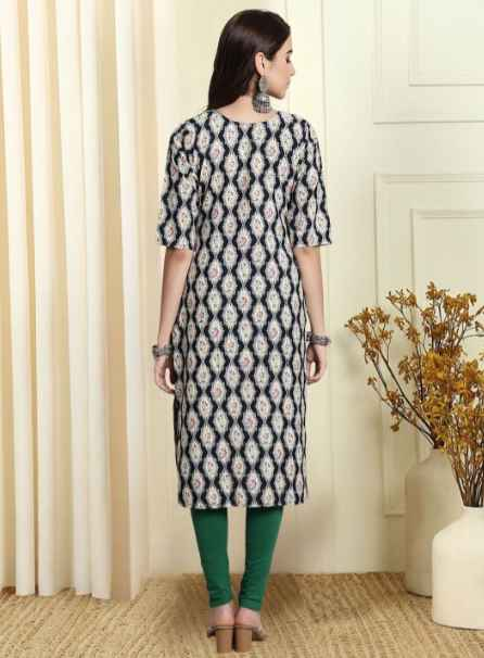 7Threads Ethnic Motifs Printed Round Neck Straight Shaped Kurta
