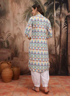 Sangria Ethnic Motifs Print Band Collar Kurta with Salwar