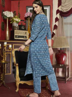 Sangria Floral Printed Straight Kurta with Trousers