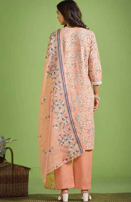 Sangria Floral Printed Pure Cotton Straight Kurta & Trousers With Dupatta
