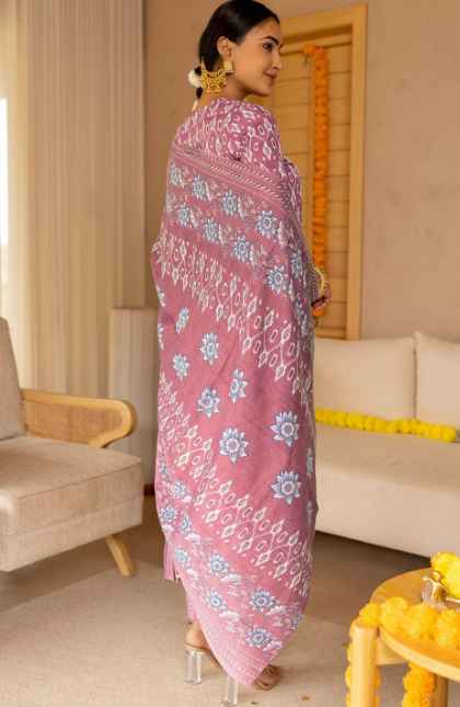 KALINI Ethnic Motifs Printed Sequinned Kurta With Trousers & Dupatta