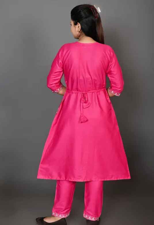 Trendy cotton embroidered nyra cut kurti with pant and without dupatta
