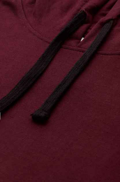 Roadster Solid Regular Fit Kangaroo Pocket Hooded Sweatshirt